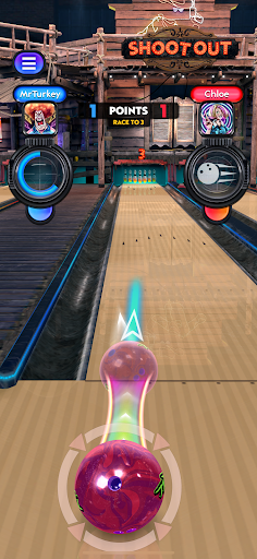 A thrilling moment of a bowling ball striking pins, capturing the excitement and realism of the Yakuto Bowling game.