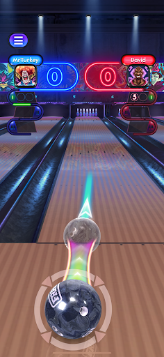 A thrilling moment of a bowling ball striking pins, capturing the excitement and realism of the Yakuto Bowling game.