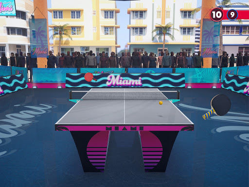 Excited player winning a point in a thrilling game of Ping Pong King, embodying the excitement and thrill of mobile table tennis.