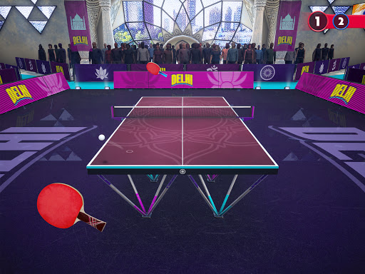 Excited player winning a point in a thrilling game of Ping Pong King, embodying the excitement and thrill of mobile table tennis.