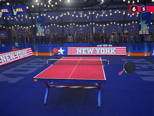 Excited player winning a point in a thrilling game of Ping Pong King, embodying the excitement and thrill of mobile table tennis.