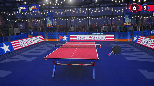 Excited player winning a point in a thrilling game of Ping Pong King, embodying the excitement and thrill of mobile table tennis.