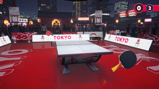 Excited player winning a point in a thrilling game of Ping Pong King, embodying the excitement and thrill of mobile table tennis.