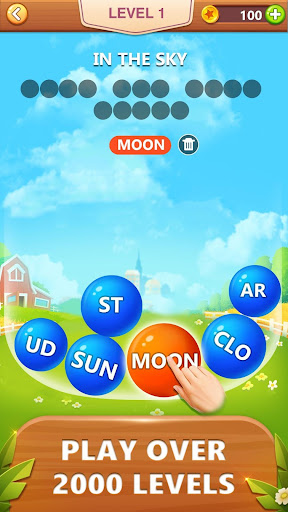 A vibrant collage of colorful bubbles, each containing a letter, representing the fun and engaging nature of the Word Bubble Game.