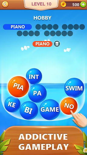 A vibrant collage of colorful bubbles, each containing a letter, representing the fun and engaging nature of the Word Bubble Game.