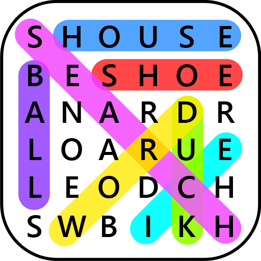 A serene and engaging scene where individuals of all ages are joyfully absorbed in a word search game, depicting a blend of tranquility and mental stimulation.