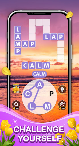 A person joyfully connecting words in a puzzle, symbolizing the mental stimulation and fun of the word game.