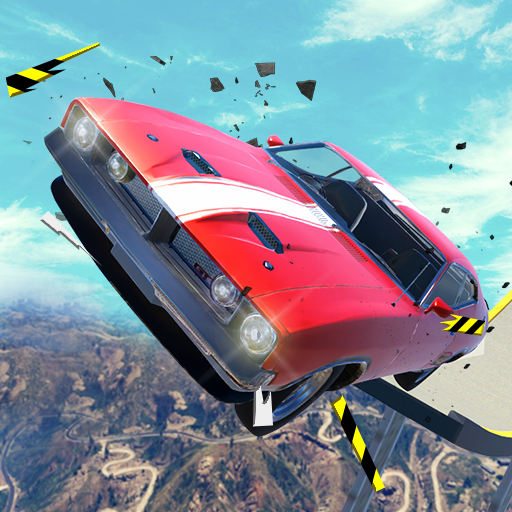 A thrilling depiction of a supercar soaring through the air, capturing the essence of adrenaline and excitement in the Supercar Jumping Game.